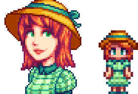  A picture of Diverse Stardew Valley's vanilla option for Penny's portrait and character sprite.