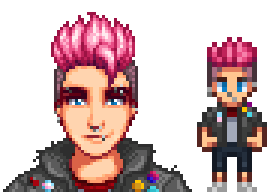 A picture of Airyn's punk vanilla Sam add-on pack from Diverse Stardew Valley.