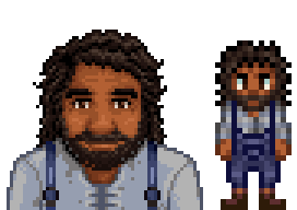 A picture of Airyn's able-bodied long-haired Tongan Willy add-on pack from Diverse Stardew Valley.