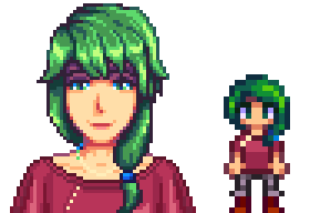 A picture of Diverse Stardew Valley's vanilla option for Caroline's portrait and character sprite.