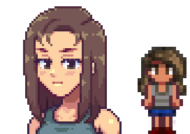  A picture of Make Gunther Real's default art for Cecily's portrait and character sprite.