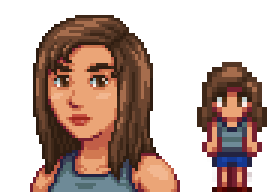  A picture of Diverse Stardew Valley's vanilla option for Cecily's portrait and character sprite.