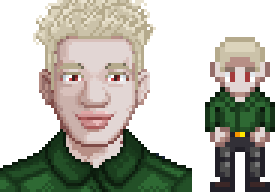  A picture of Diverse Stardew Valley's Modded Albino option for Demetrius's portrait and character sprite.