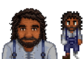 A picture of Airyn's disabled long-haired Tongan Willy add-on pack from Diverse Stardew Valley.