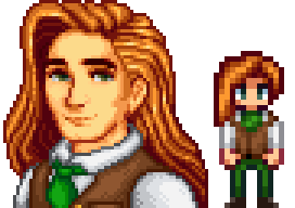 A picture of Eemie's vanilla front-facing Elliott add-on pack from Diverse Stardew Valley.