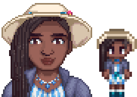  A picture of Diverse Stardew Valley's Black option for Haley's portrait and character sprite.