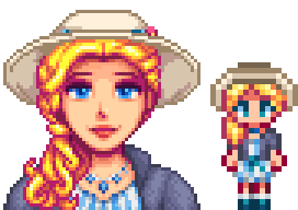  A picture of Diverse Stardew Valley's vanilla option for Haley's portrait and character sprite.