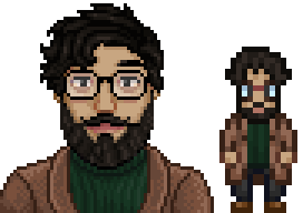  A picture of Diverse Stardew Valley's Modded Non-Sikh option for Harvey's portrait and character sprite.