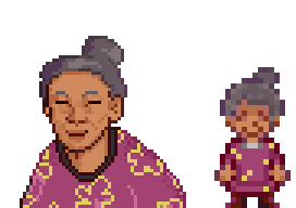 A picture of Juelsy's Samoan Evelyn add-on pack from Diverse Stardew Valley.