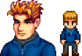  A picture of Diverse Stardew Valley's vanilla option for Kent's portrait and character sprite.