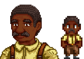  A picture of Diverse Stardew Valley's modded option for Lewis's portrait and character sprite.