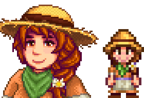  A picture of Diverse Stardew Valley's vanilla option for Marnie's portrait and character sprite.