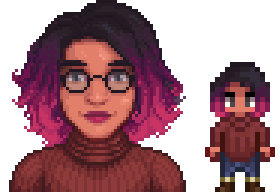  A picture of Diverse Stardew Valley's Modded Notsnufffie option for Maru's portrait and character sprite.