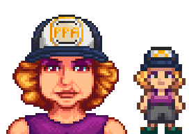  A picture of Diverse Stardew Valley's modded option for Pam's portrait and character sprite.