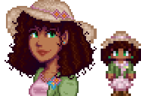 A picture of Diverse Stardew Valley's Mixed option for Penny's portrait and character sprite.