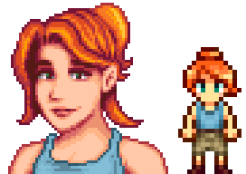  A picture of Diverse Stardew Valley's vanilla option for Robin's portrait and character sprite.