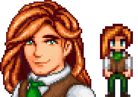 A picture of Sabreene's vanilla front-facing Elliott add-on pack from Diverse Stardew Valley.