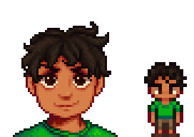 A picture of Diverse Stardew Valley's Mexican George variant clean-shaven.