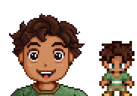  A picture of Diverse Stardew Valley's modded option for Vincent's portrait and character sprite.