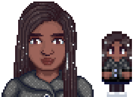  A picture of Diverse Stardew Valley's Black Haley variant with silver haircuffs.