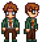  A picture of the character sprites for Diverse Stardew Valley's vanilla Harvey variant without a mustache.