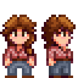  A picture of the character sprites for Diverse Stardew Valley's vanilla Marnie variant without a visible smile..