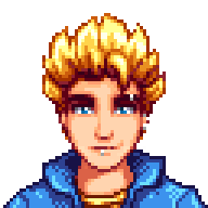  A picture of Diverse Stardew Valley's Modded Lighter Sam variant with silver lip, eyebrow, and ear piercings.